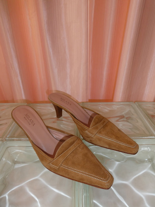 Milana tan suede pointed toe mule size 37.5