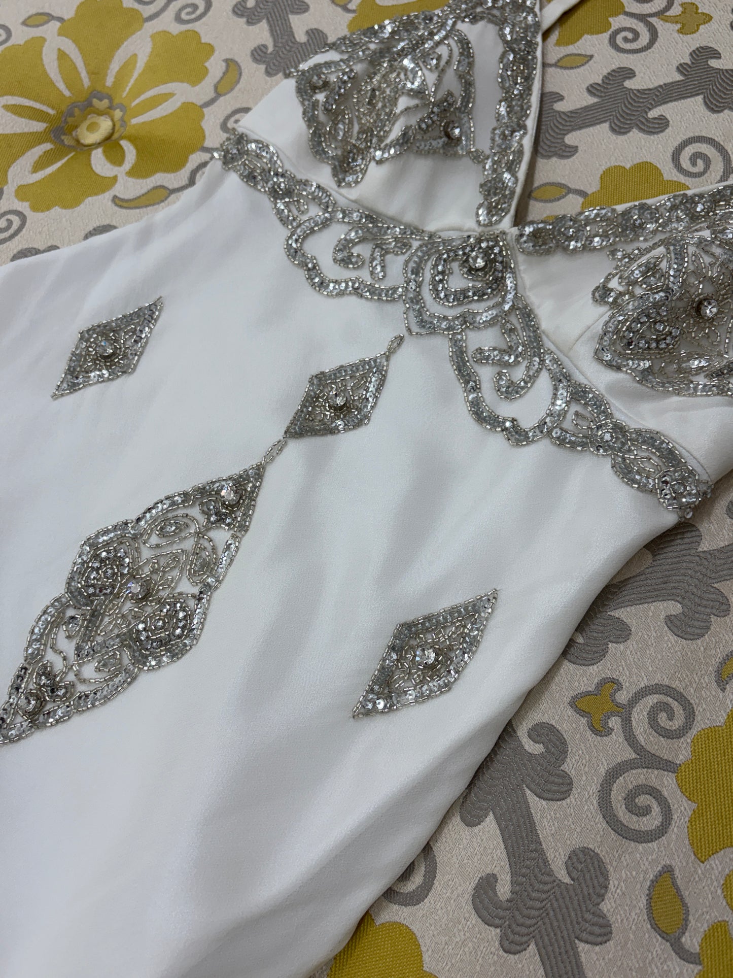 Vintage 00s Ruth Tarvydas ivory silk embellished wedding dress