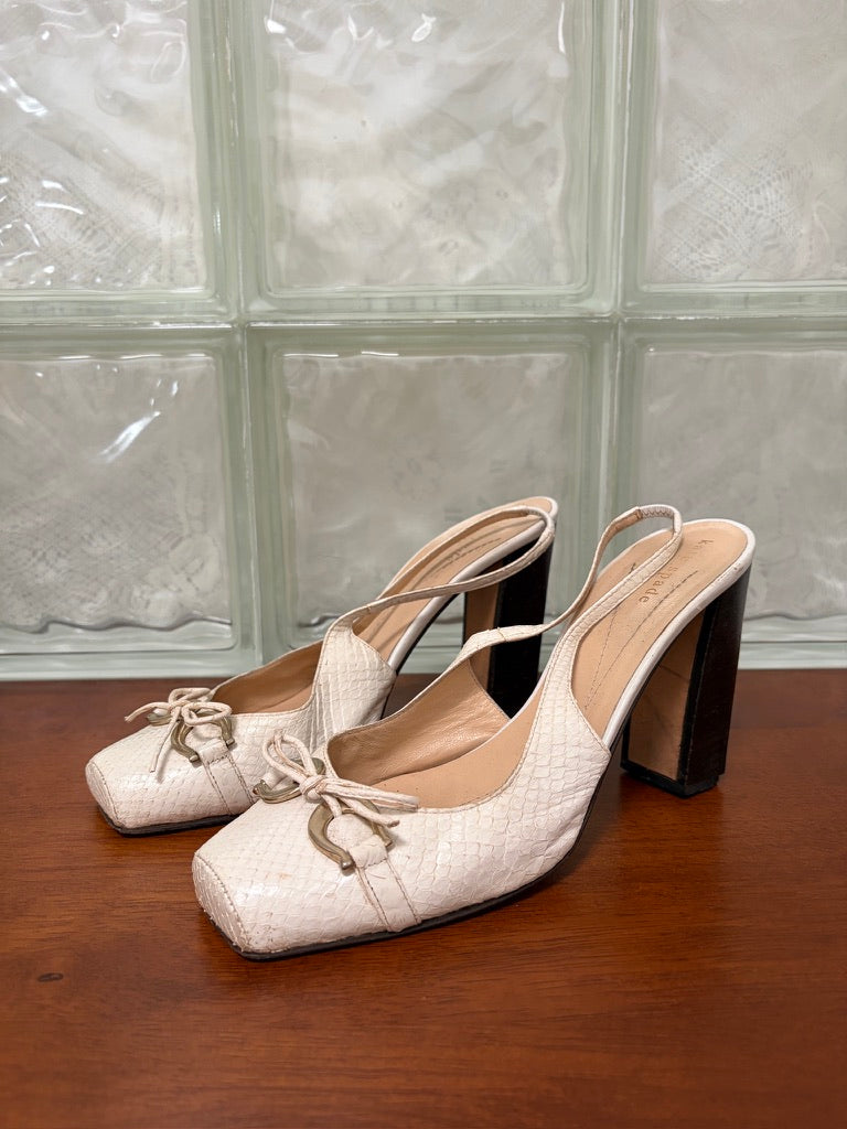 Vintage Kate Spade white ballet inspired slingback heels