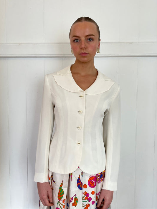 Vintage 90s cream single breasted suit jacket