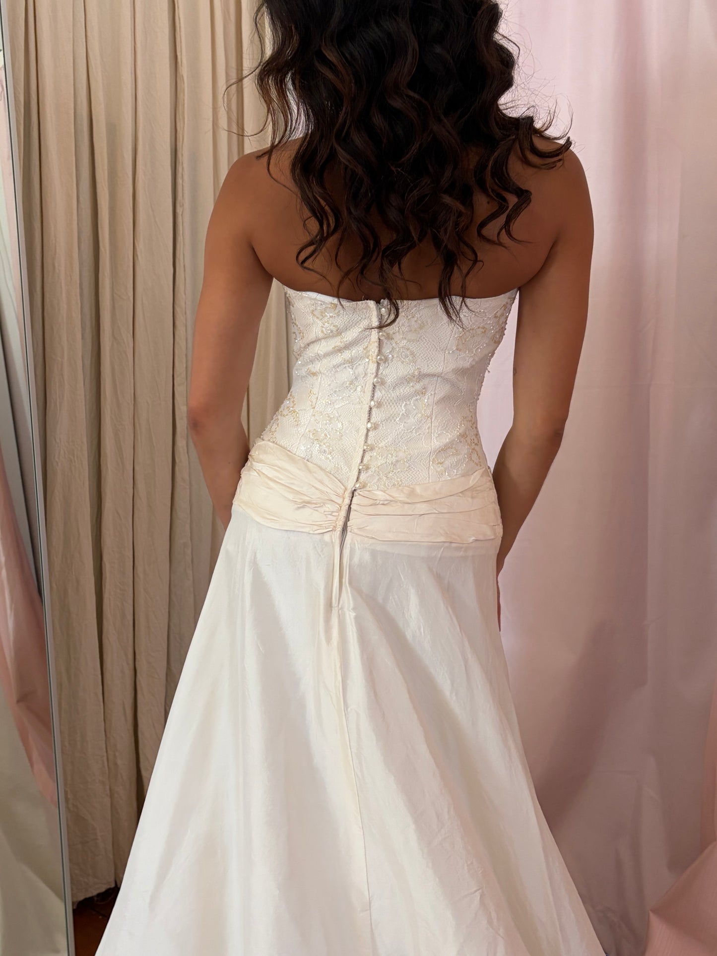 Vintage y2k cream silk drop waist wedding dress