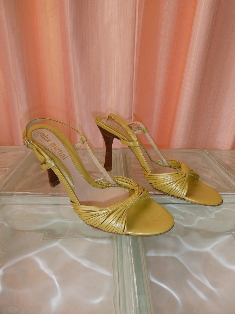 Mina Martini charteuse leather heels size 36.5