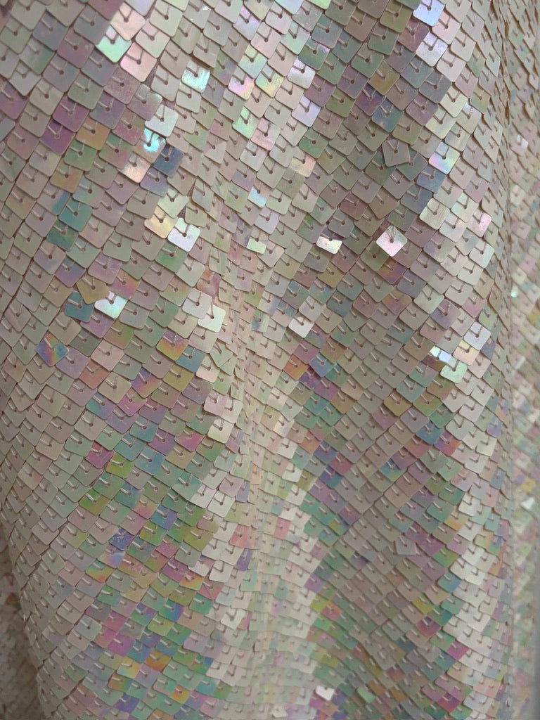 Vintage 90s Frank Usher iridescent square sequinned evening gown