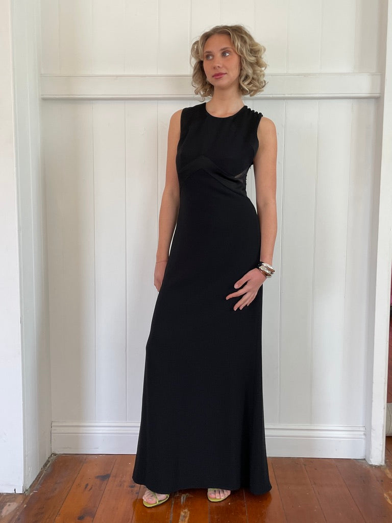 Vintage Y2K Black high neck gown with sheer back