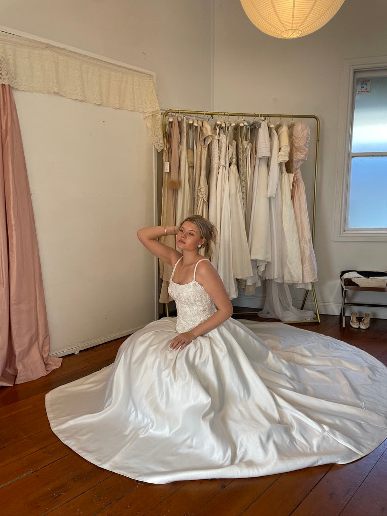 Vintage 90s Jean Fox Bridal Corset and Skirt Set