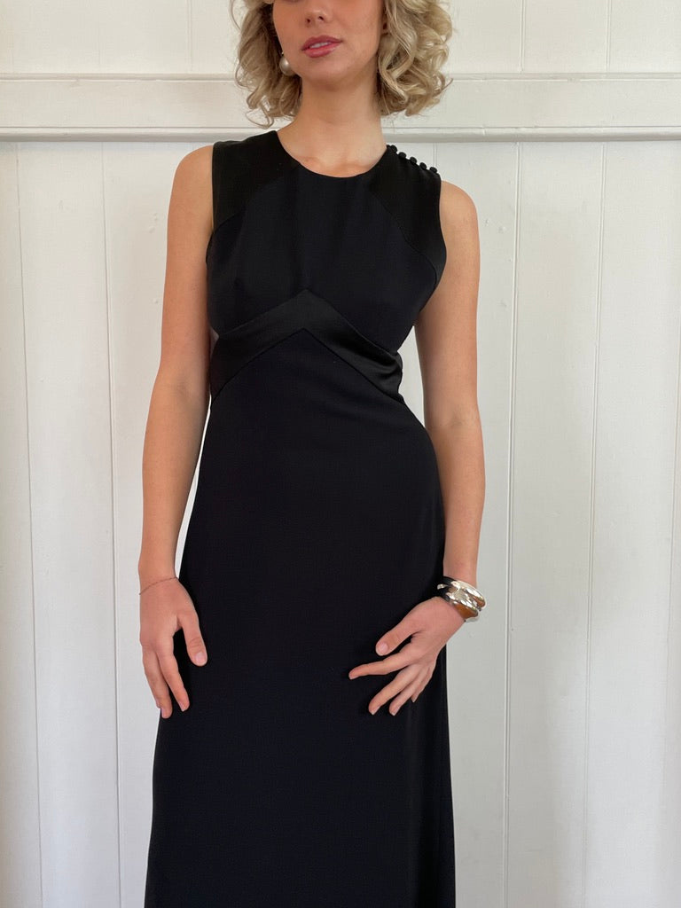 Vintage Y2K Black high neck gown with sheer back