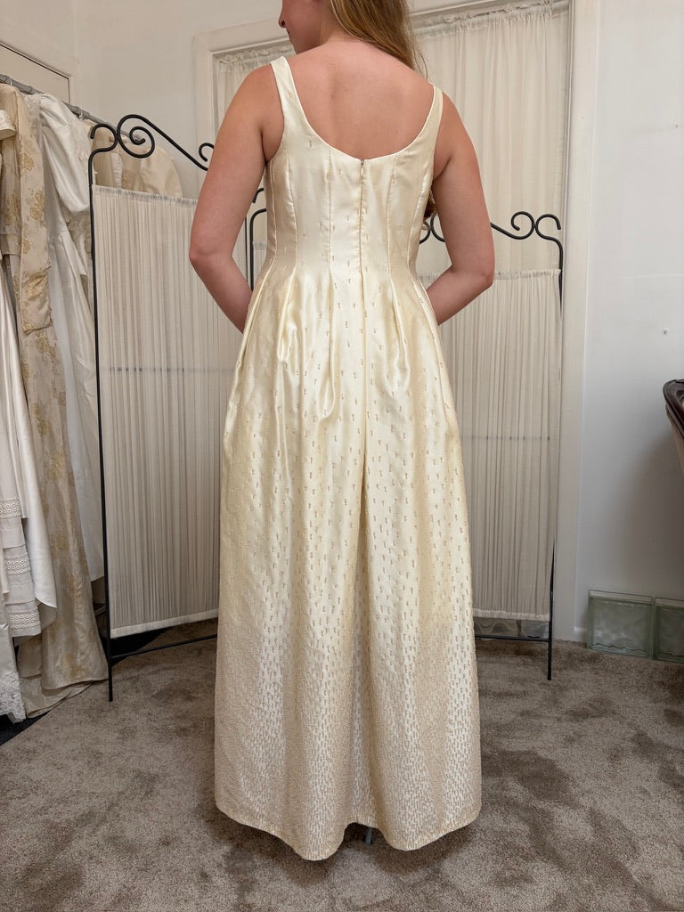Vintage 90s Alexia Admor cream stain beaded wedding dress