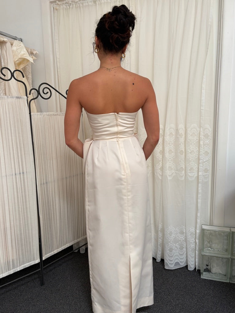 Vintage 80s Victor Costa satin column gown with statement bow