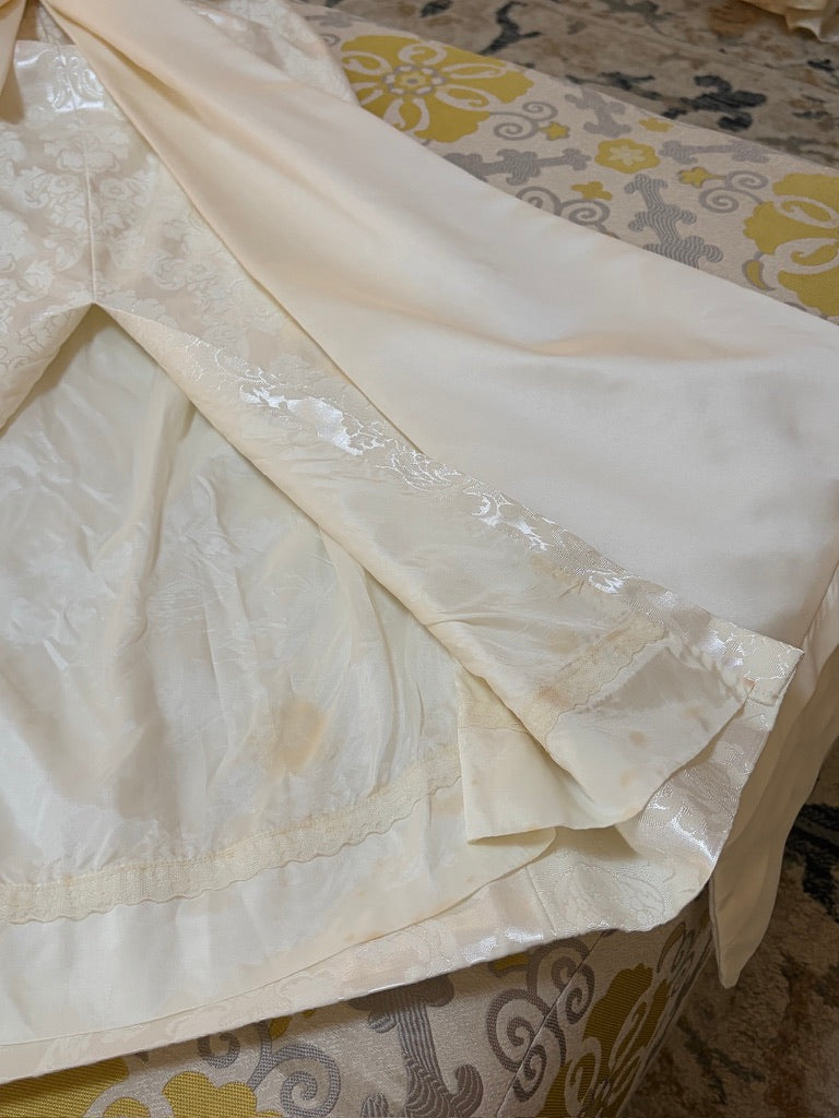 Vintage 90s jacquard column wedding dress with detachable train