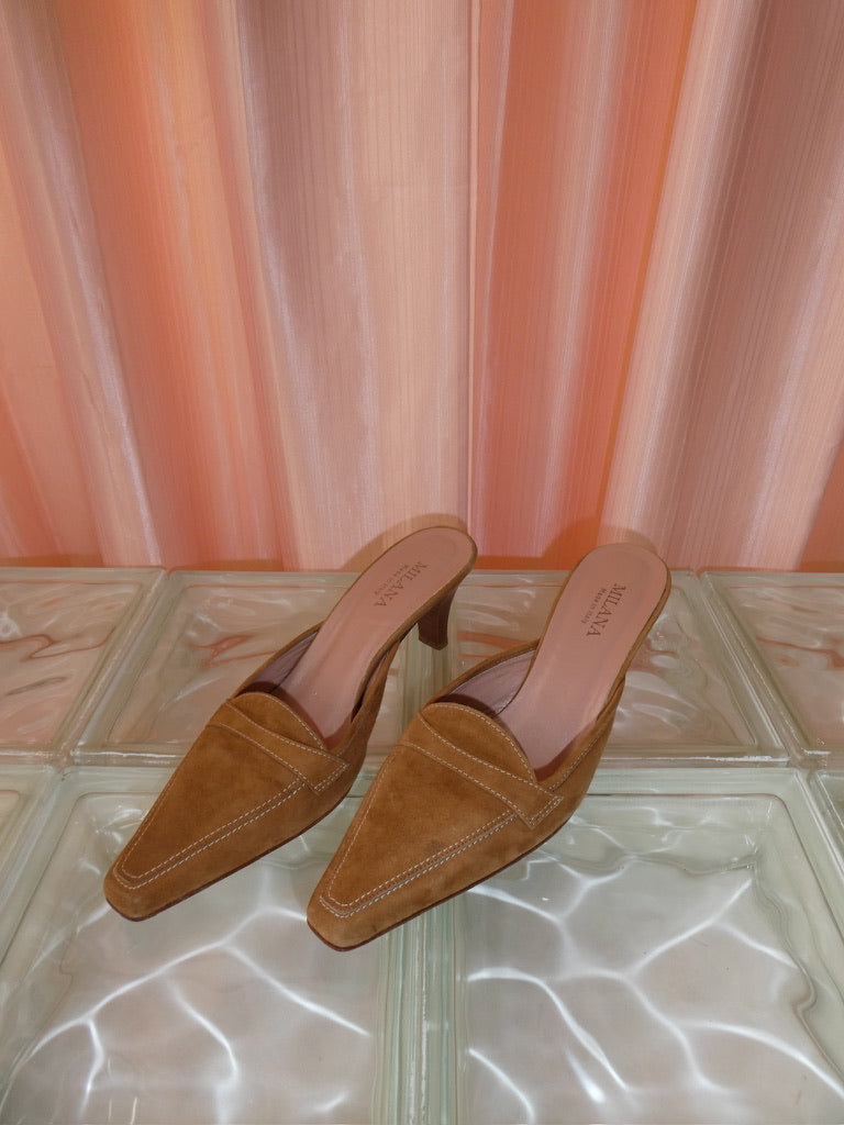 Milana tan suede pointed toe mule size 37.5