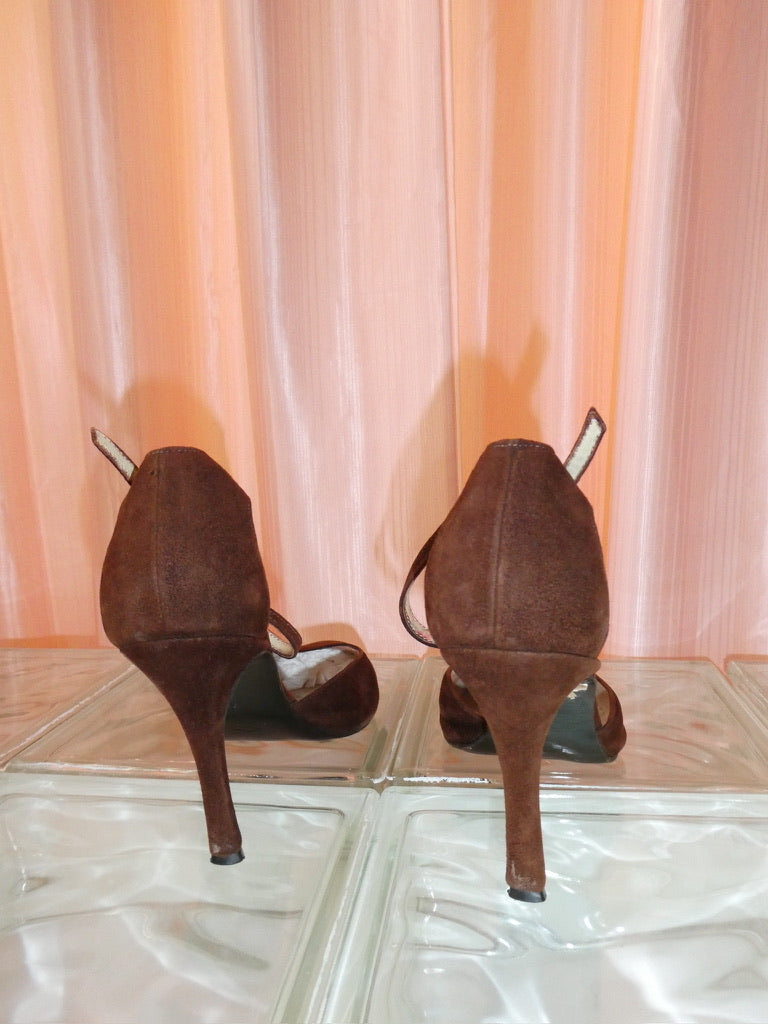 Brown suede stiletto heels size 40