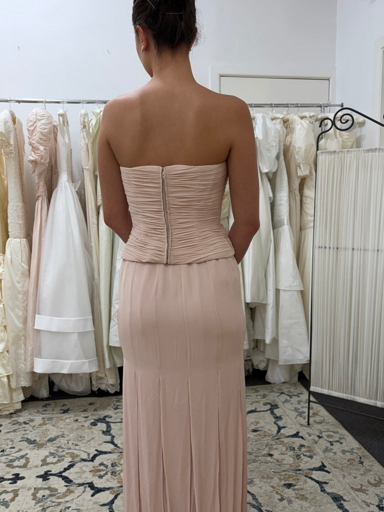 Vintage 00s Rickie Freeman ballet pink silk two piece evening set