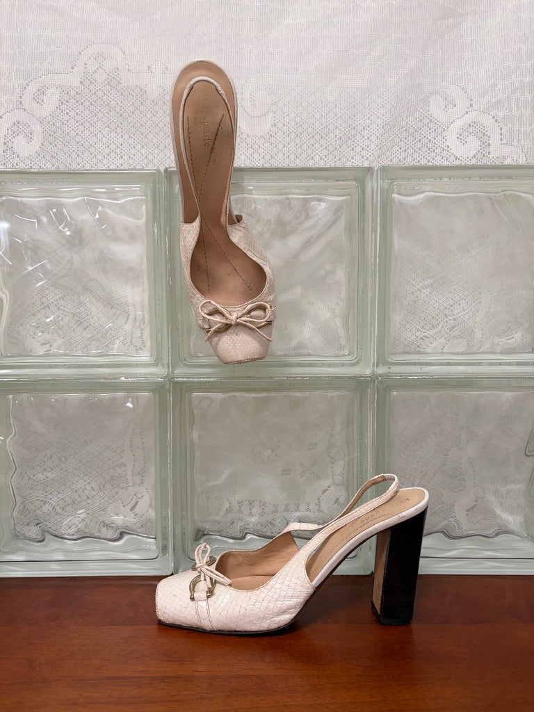 Vintage Kate Spade white ballet inspired slingback heels