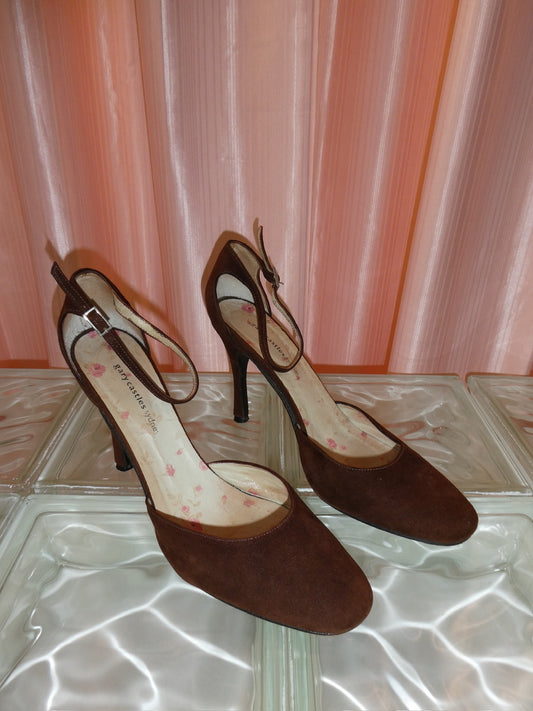 Brown suede stiletto heels size 40