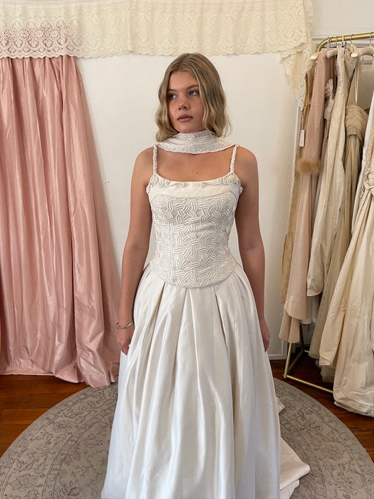 Vintage 90s Jean Fox Bridal Corset and Skirt Set