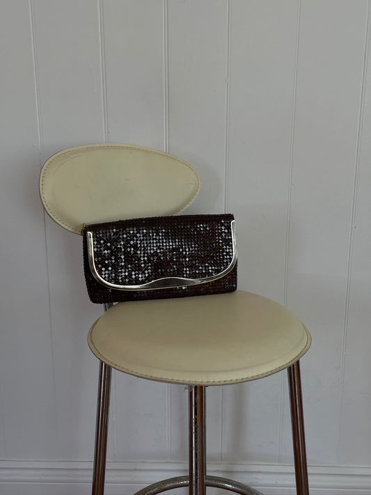 Vintage 80s chocolate brown glomesh bag