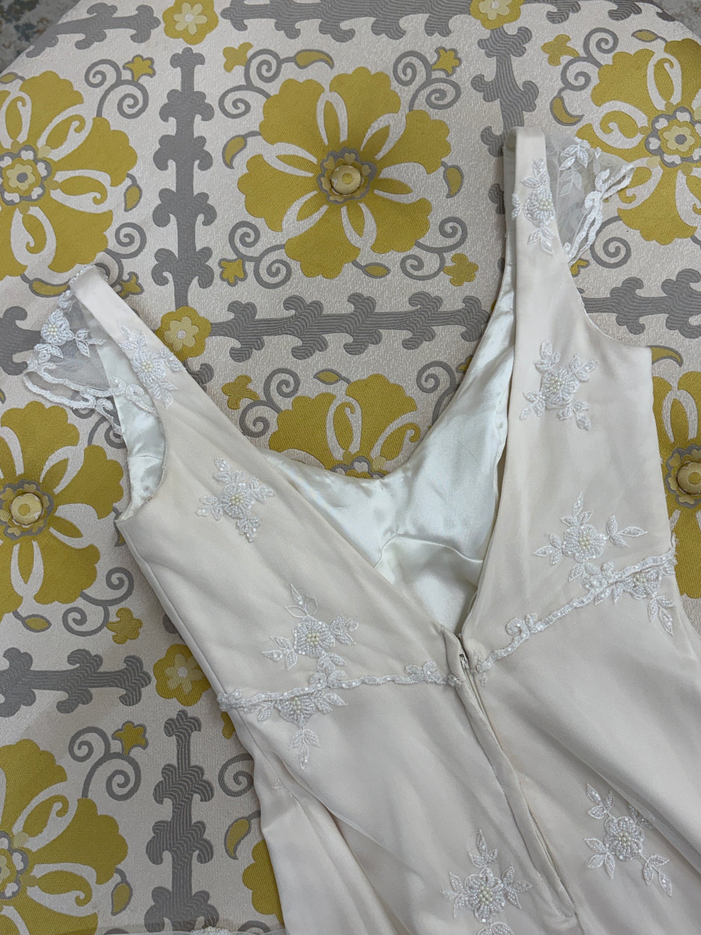 Vintage 00s Wendy Makin backless beaded wedding dress