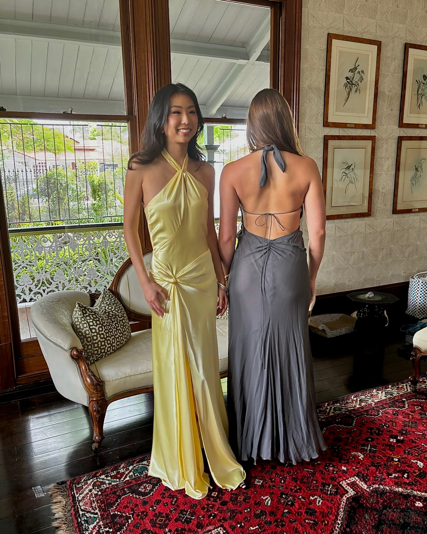 Vintage Ruth Tarvydas Halter Twist Gown Lemon 8