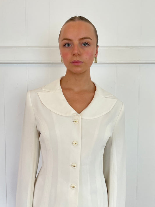 Vintage 90s cream single breasted suit jacket