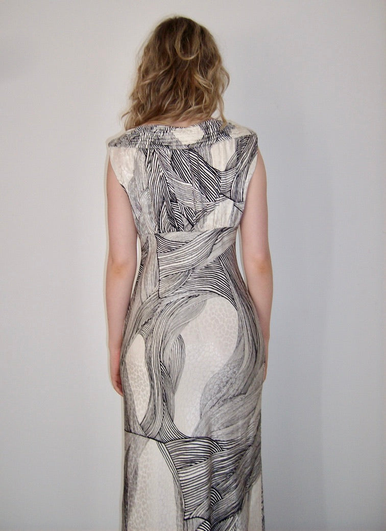 Vintage Y2K Lisa Ho bias cut high neck gown