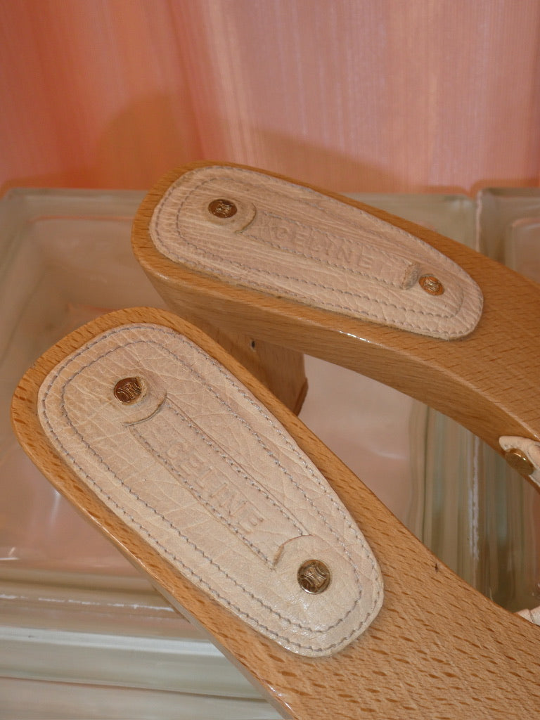 Celine orange & cream mules size 35