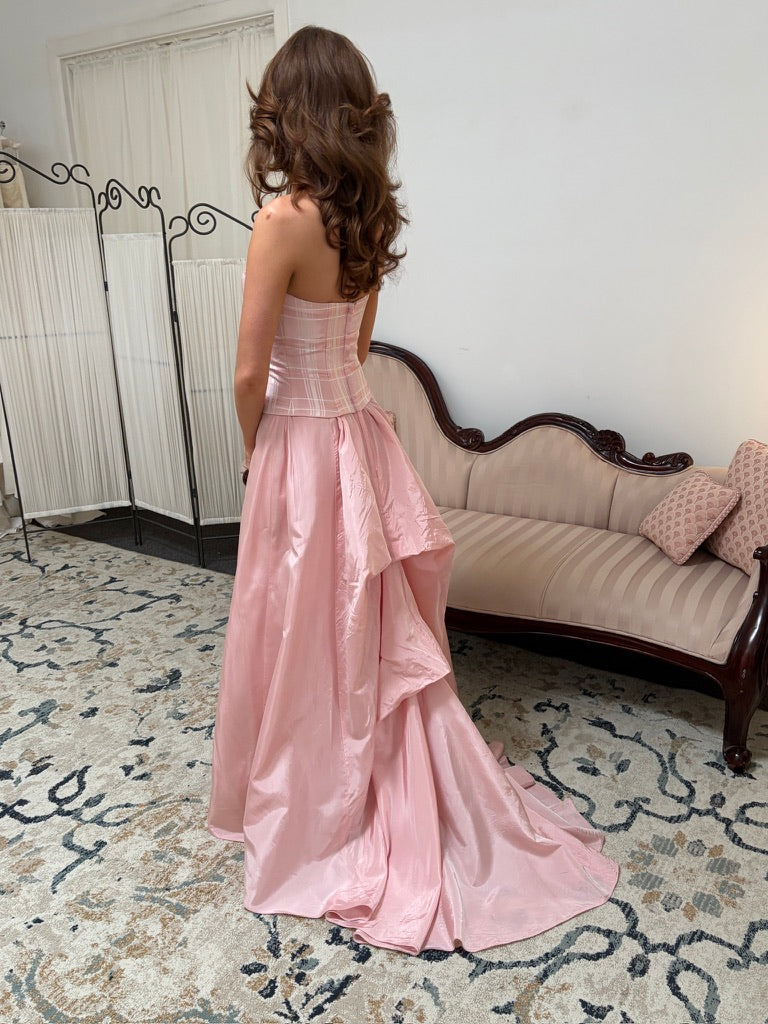 Vintage 90s Jessica McClintock for Gunne Sax pink strapless evening dress