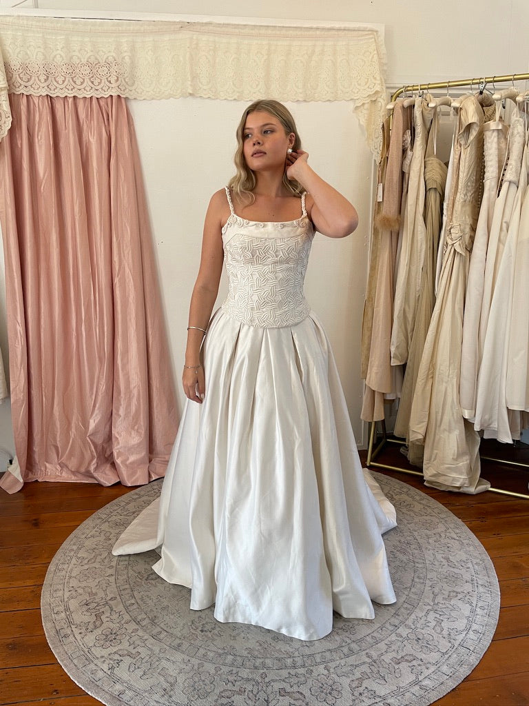 Vintage 90s Jean Fox Bridal Corset and Skirt Set