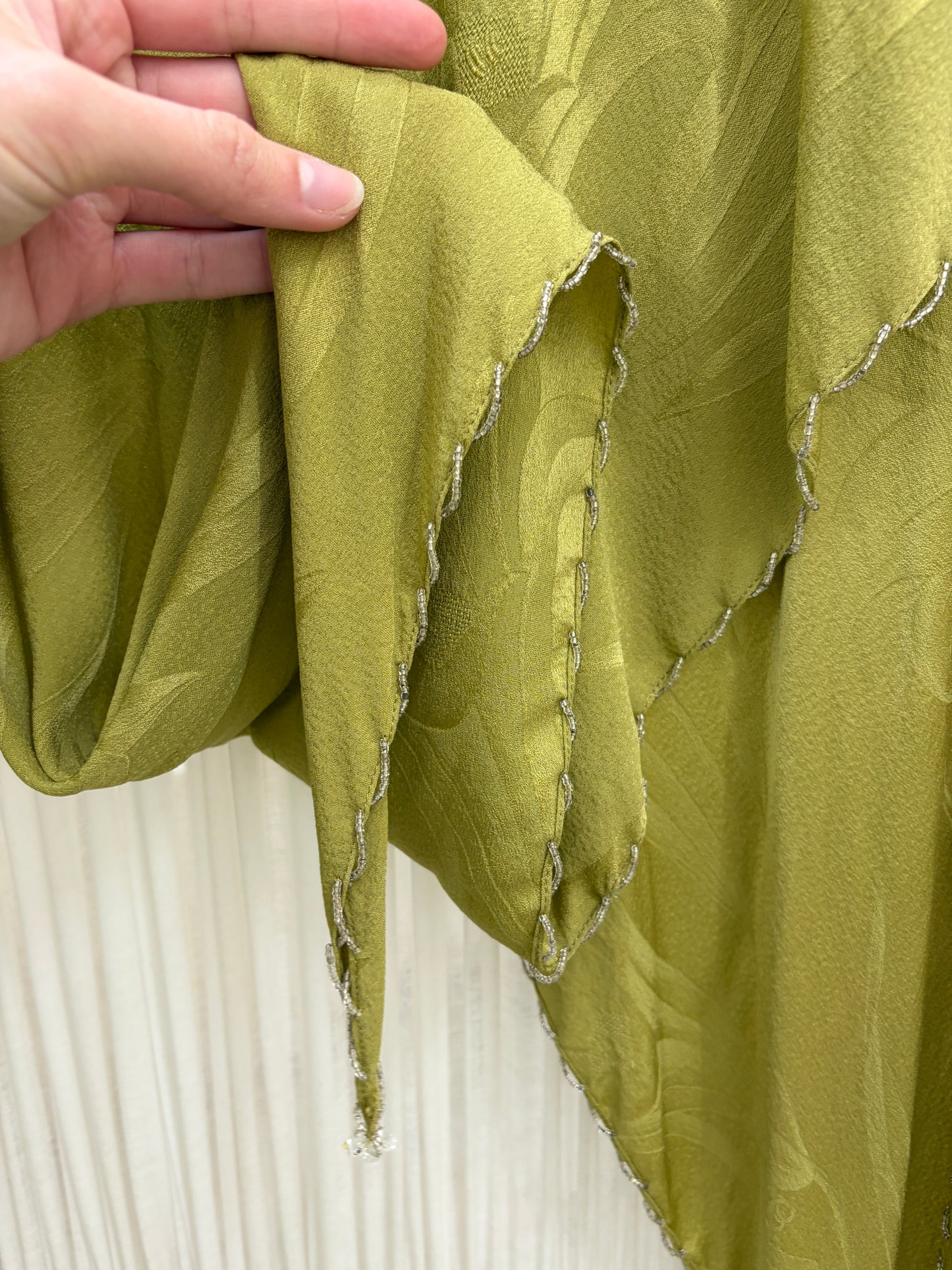 Vintage 90s Carol Peretz chartreuse pure silk 3 piece evening set
