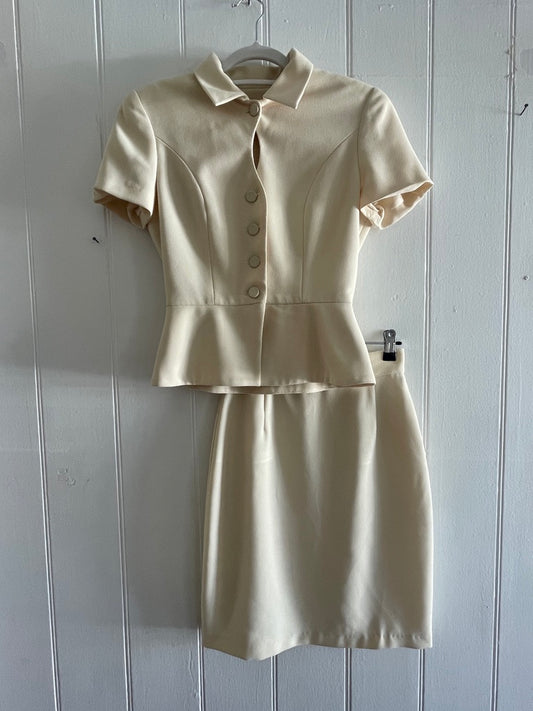 Vintage 80s cream skirt suit set
