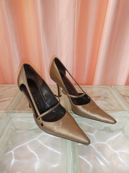 Bronze leather pointed toe pumps size 37.5