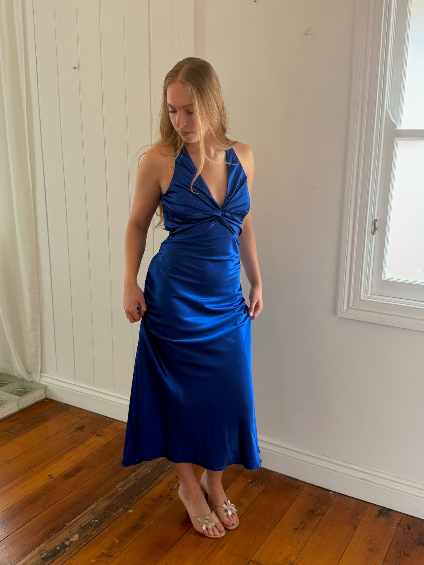 Vintage Ruth Tarvydas Goddess Dress Saphire 10 & 12