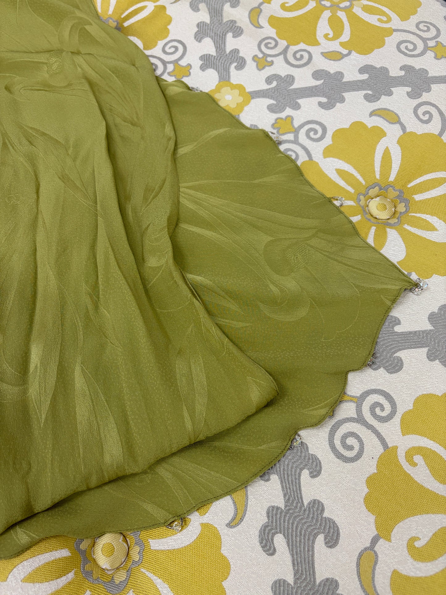 Vintage 90s Carol Peretz chartreuse pure silk 3 piece evening set