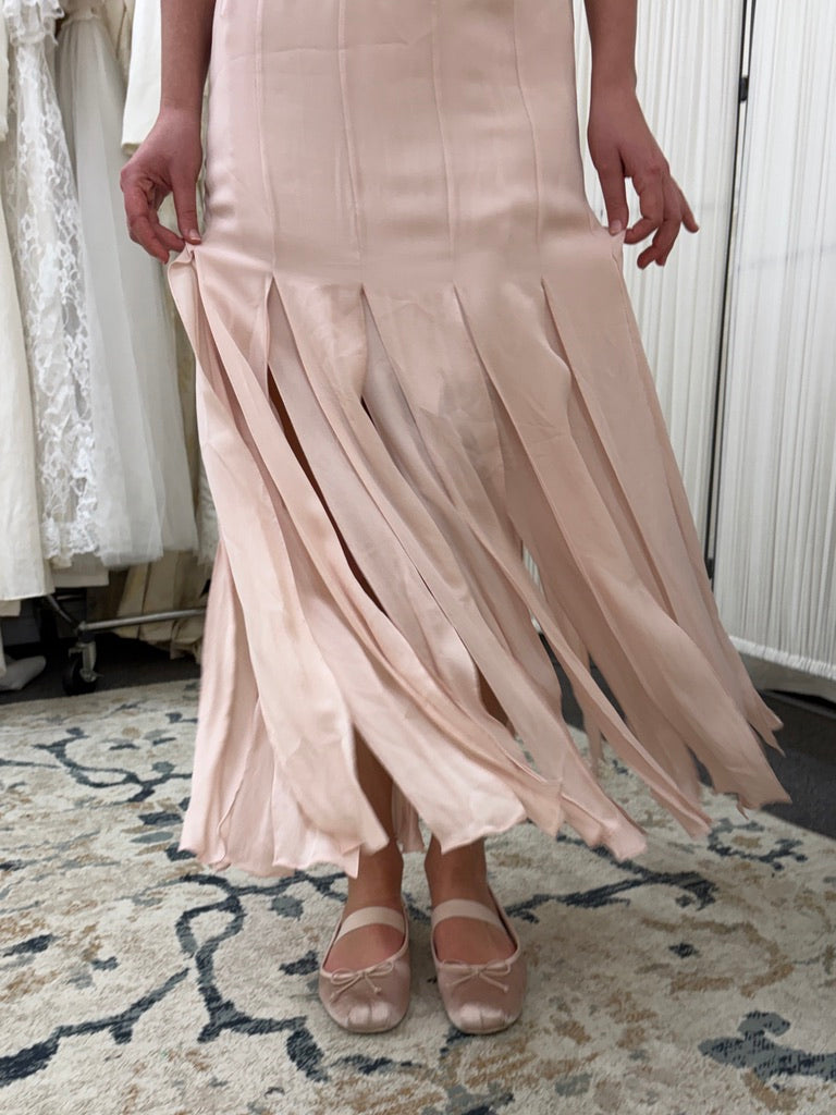 Vintage 00s Rickie Freeman ballet pink silk two piece evening set