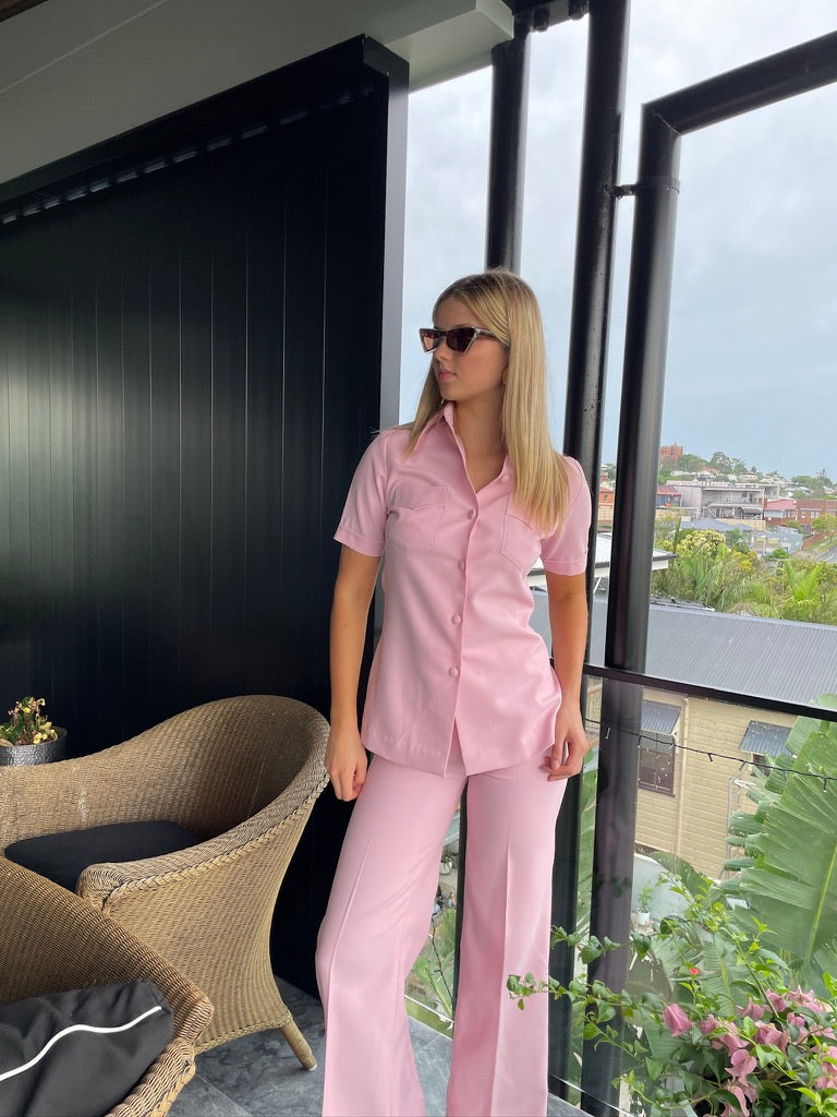 Vintage 70s baby pink suit set