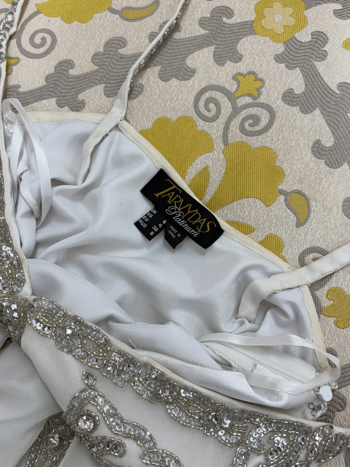 Vintage 00s Ruth Tarvydas ivory silk embellished wedding dress