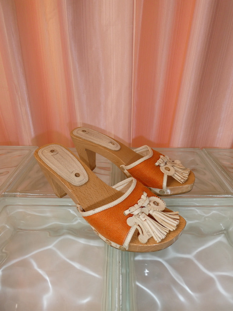 Celine orange & cream mules size 35