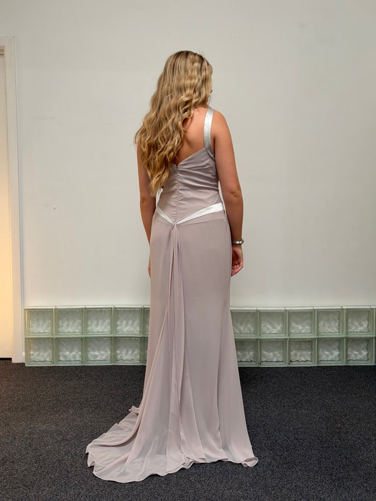 Vintage y2k Vera Wang lavender grey slip gown own with satin trim