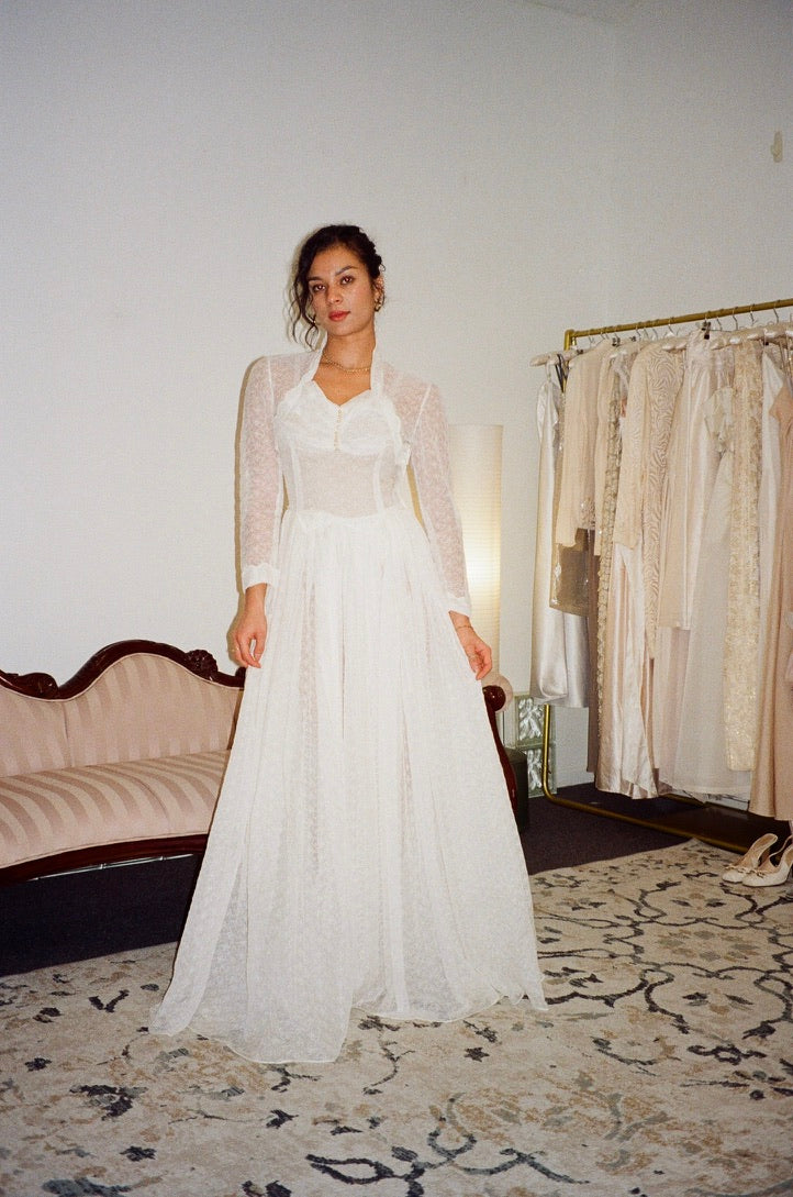 60s long sleeve dress Vintage semi sheer lace high neck wedding gown – Mondo Archive Wash light colors separately Color:NAVY Corset Floral Embellished Sweetheart filter_Collection:fourth-trimester