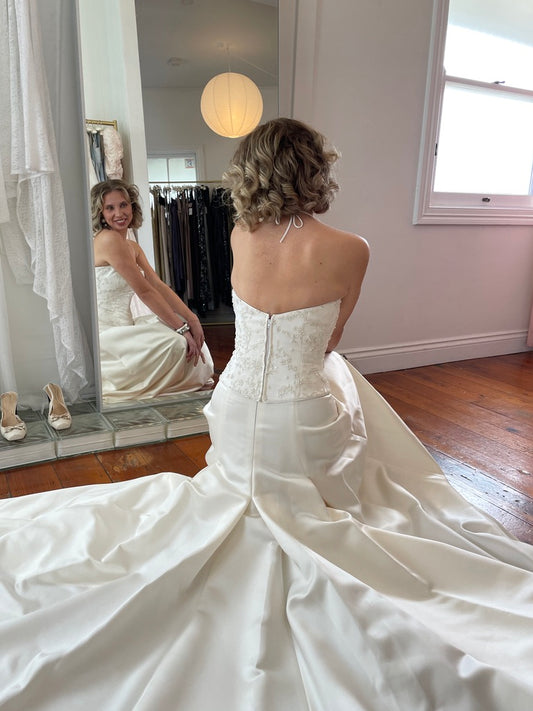 Vintage Y2K beaded basque waist satin corset and skirt set