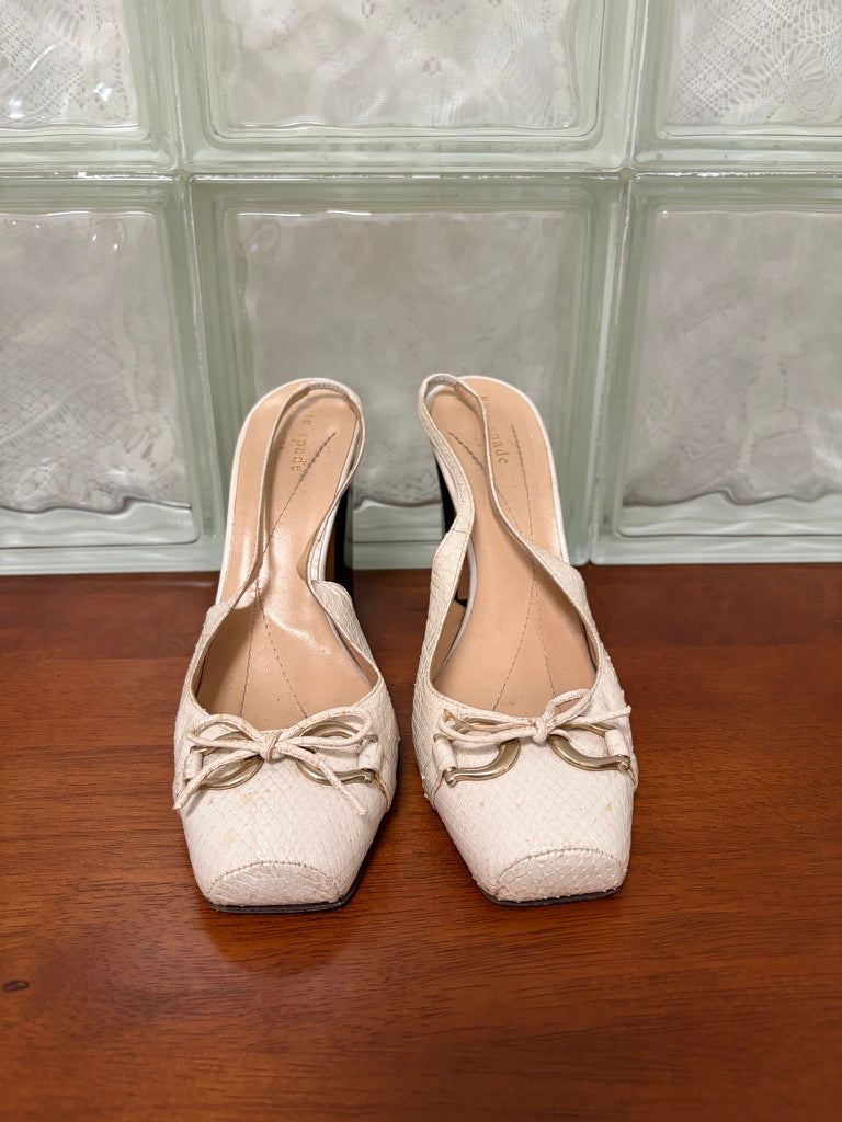 Vintage Kate Spade white ballet inspired slingback heels