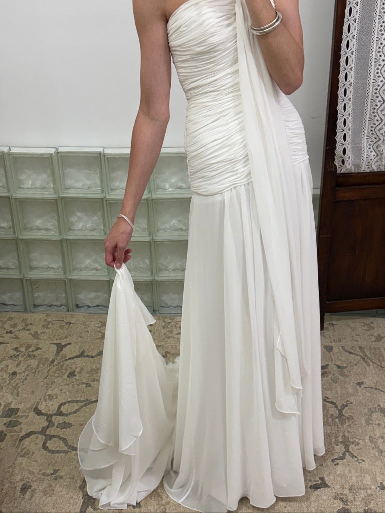 Vintage Y2K silk gathered bodice ivory wedding gown