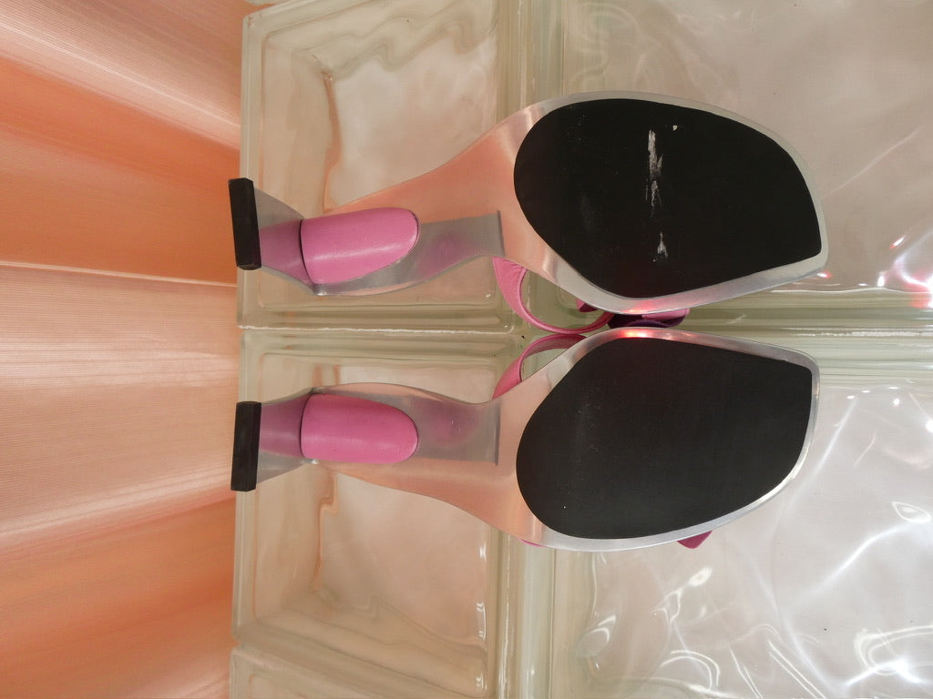 Charles Jourdan pink & purple steel heels size 38
