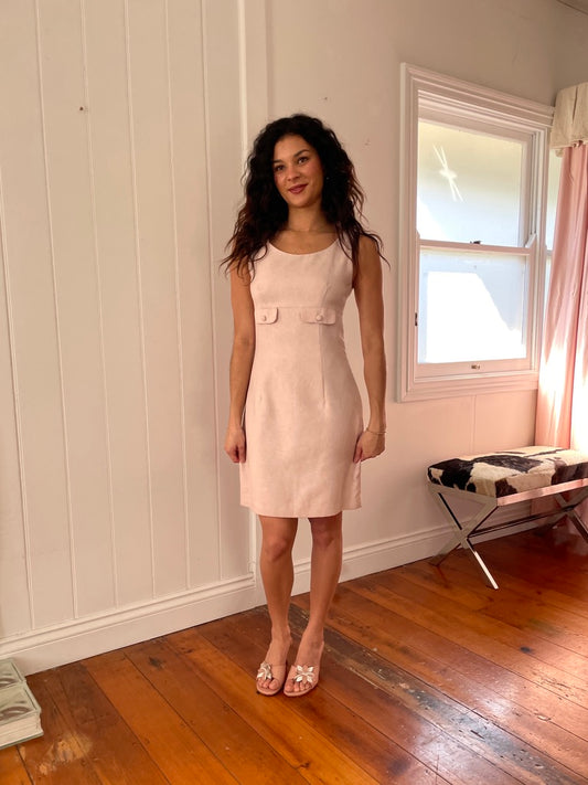 Vintage 90s does 60s baby pink mod mini dress