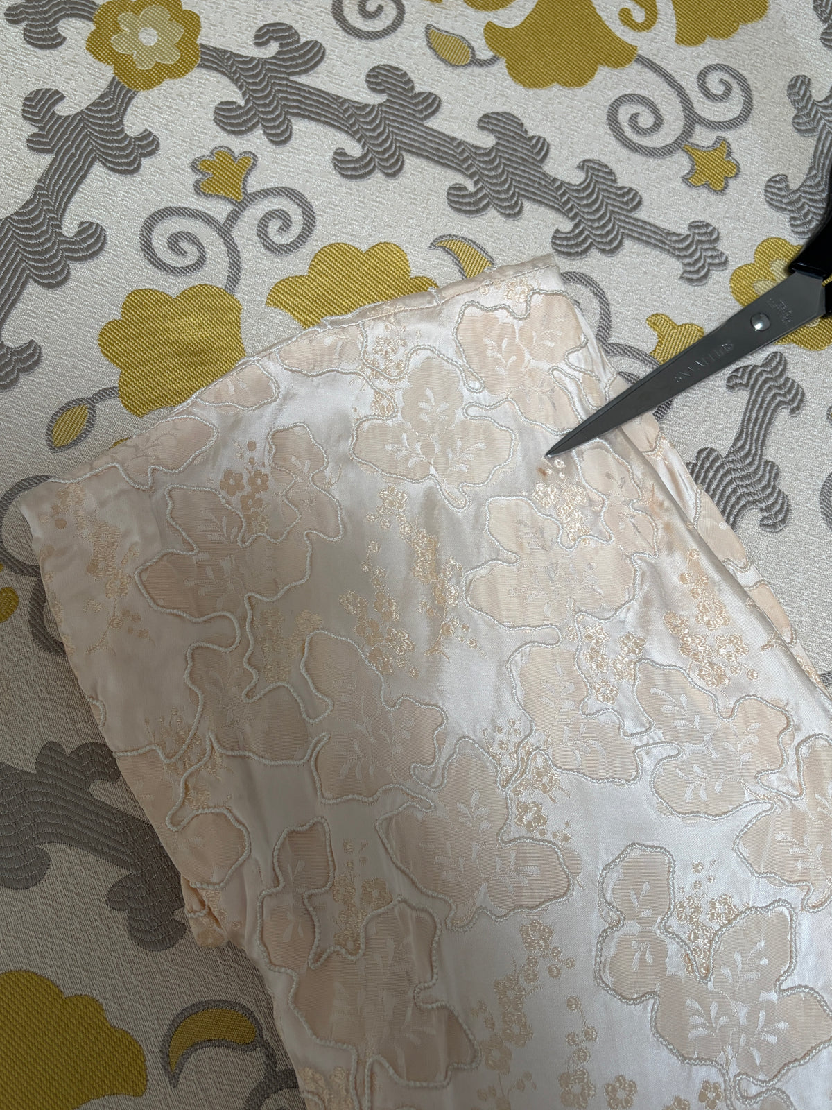 Vintage 50s corded jacquard satin a-line dress with rosettes