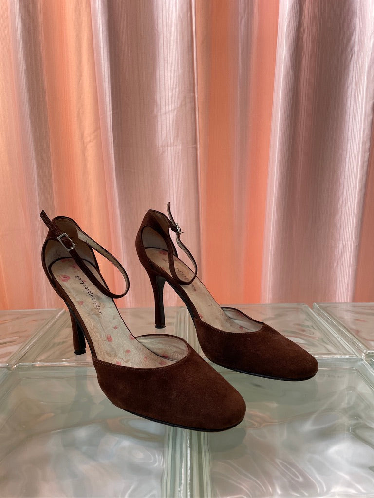 Brown suede stiletto heels size 40