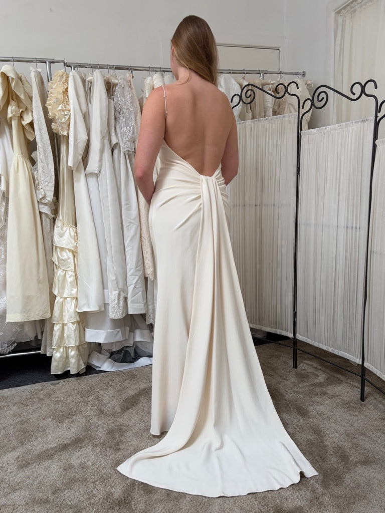 Vintage 00s Suzanne Neville silk backless wedding gown