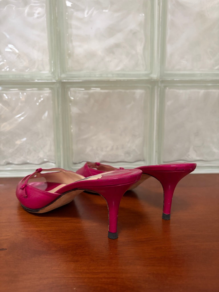 Vintage Jimmy Choo hot pink patent leather mule kitten heels