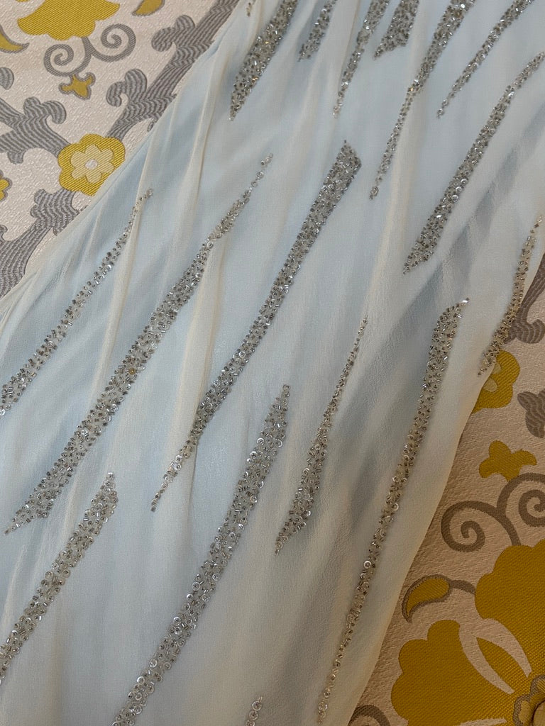 Vintage 00s ice blue silk beaded slip with slashed hem