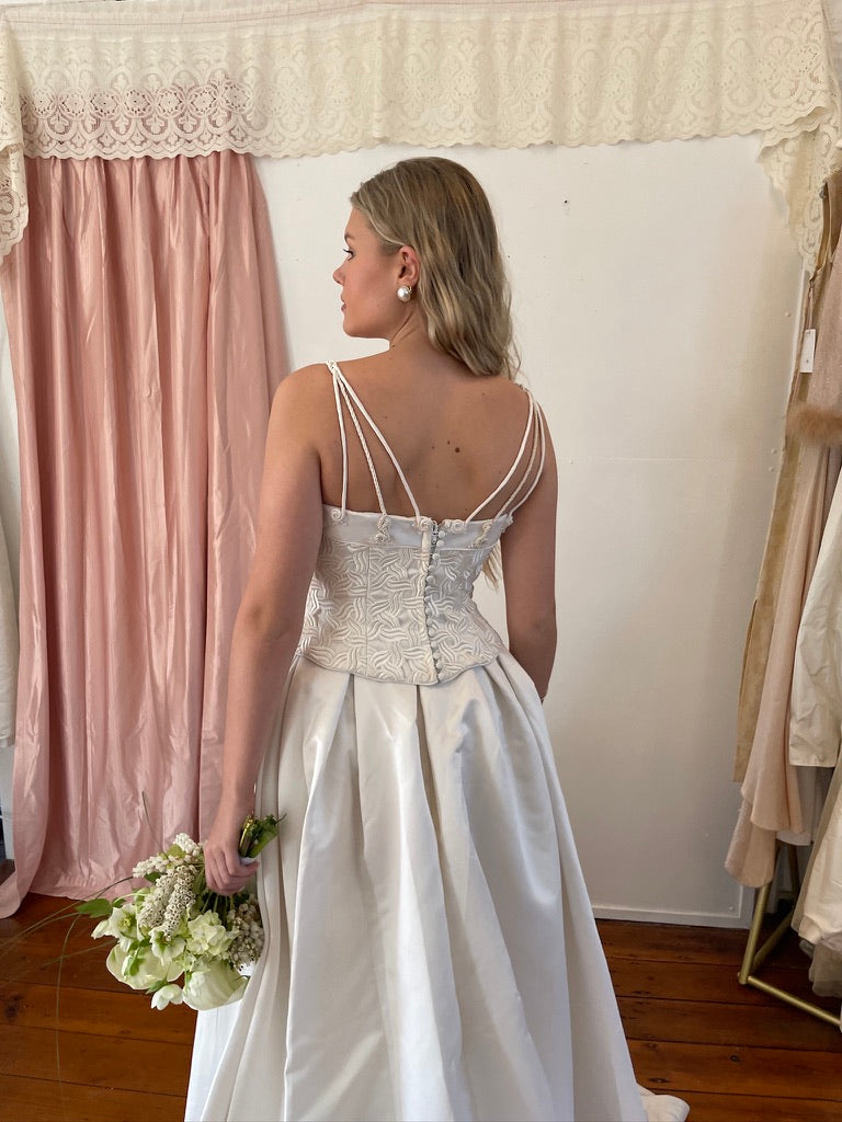 Vintage 90s Jean Fox Bridal Corset and Skirt Set