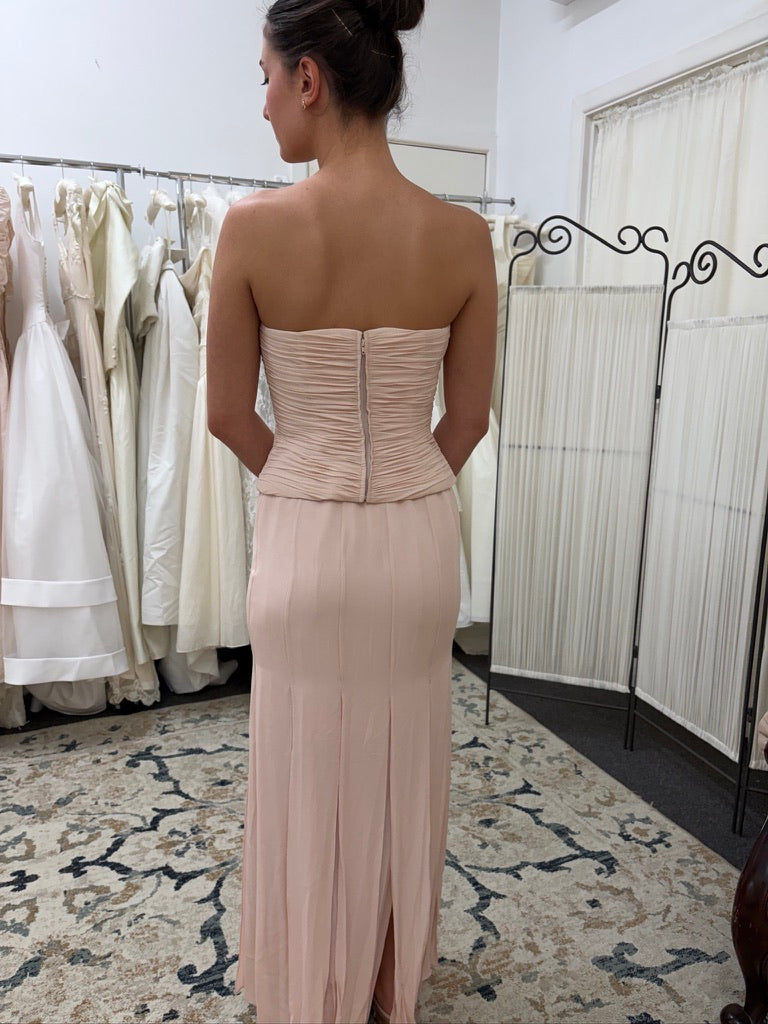 Vintage 00s Rickie Freeman ballet pink silk two piece evening set